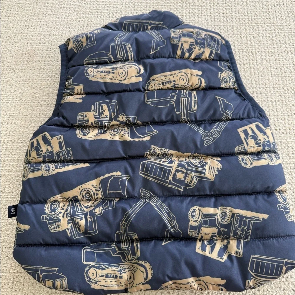 GAP Kids Blue Vest with Construction Print